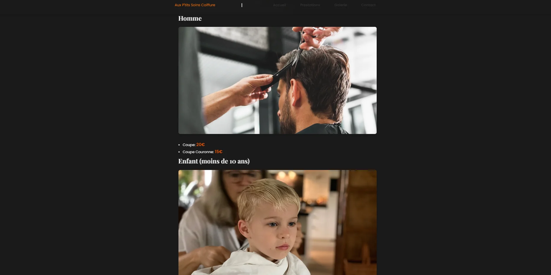 Services hommes et enfants
